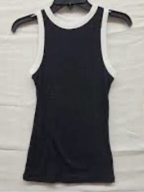 NWOT A New Day ribbed Black Tank with White Trim - size M